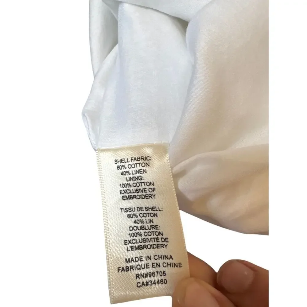 Rebecca Taylor White Linen Cotton Eyelet Hem Shorts 0 - Picture 4 of 6